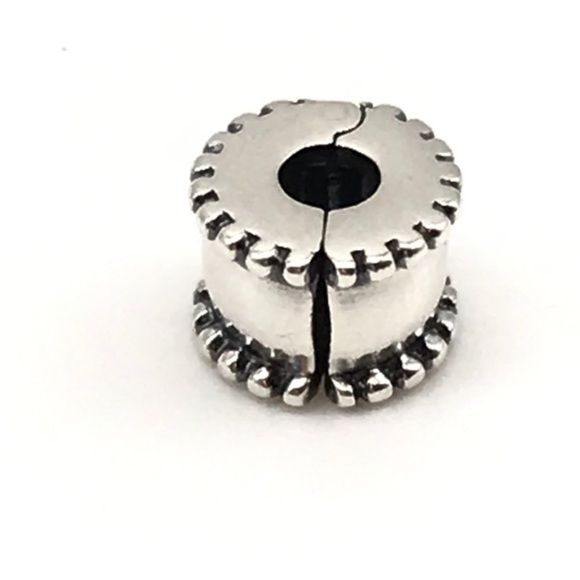 Pandora Beveled Ridges Clip Retired Bead Charm - Picture 4 of 6